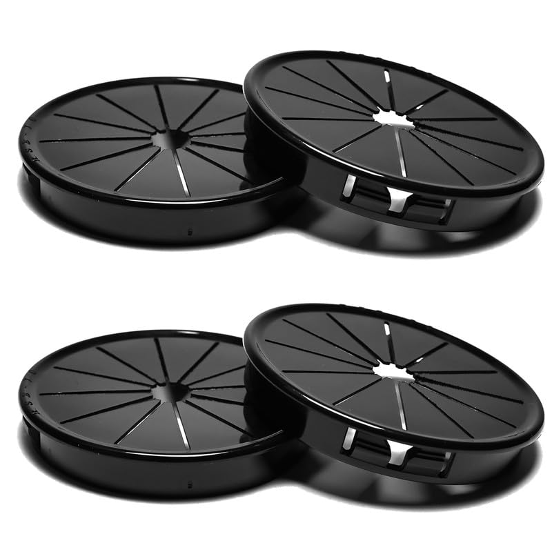 EASYEAH Store 4PCS Cable Grommets, 2-5/8"(70mm) Desk Hole Cover Petal Shaped Buckle Type Nylon Snap Bushing Grommet, Wire Hole Cover Insert for Cables and Cords Management and Protection of Cabinet, Black - Image 1